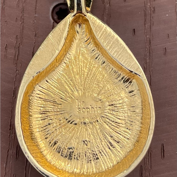 NWOT Lia Sophia Tiger’s Eye and Gold Metal Necklace - Picture 7 of 8